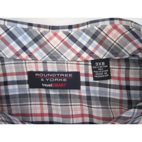 Men's Roundtree & Yorke Travel Smart Plaid Short Sleeve Shirt Sz 3XB (MT757) - Picture 7 of 7